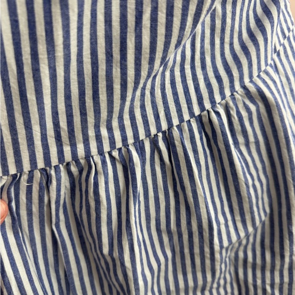 Blue & White Striped Button Front Shirt Dress Collared Midi Casual - Picture 5 of 6